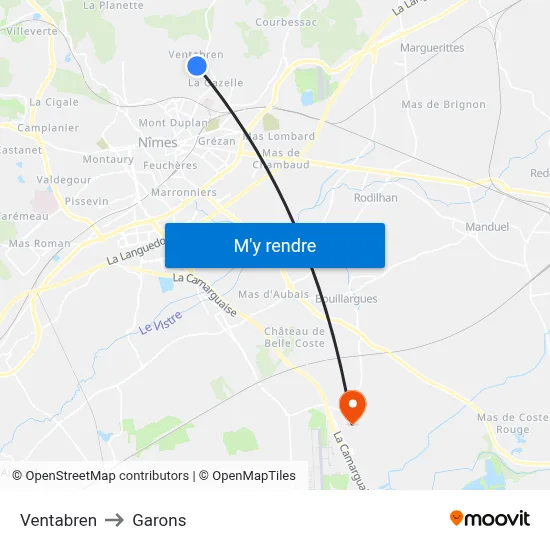 Ventabren to Garons map