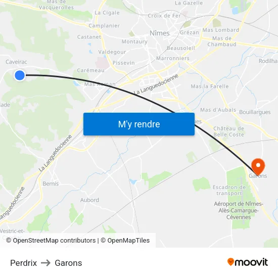 Perdrix to Garons map