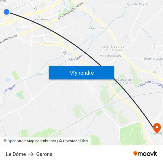 Le Dôme to Garons map