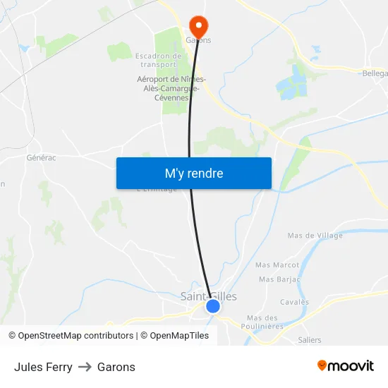 Jules Ferry to Garons map