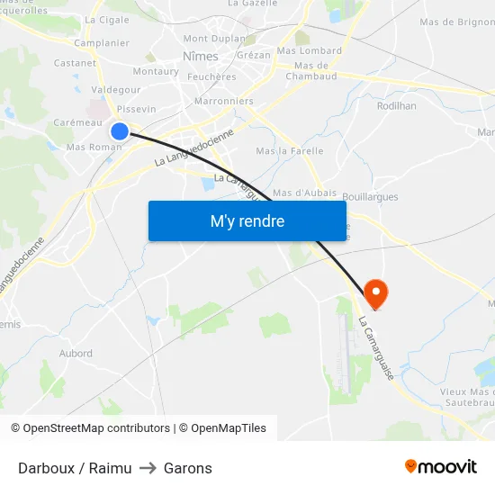 Darboux / Raimu to Garons map
