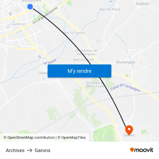 Archives to Garons map
