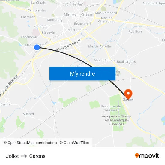 Joliot to Garons map