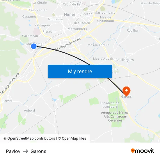 Pavlov to Garons map