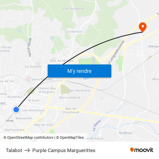 Talabot to Purple Campus Marguerittes map
