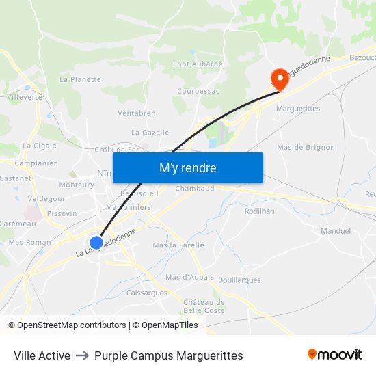 Ville Active to Purple Campus Marguerittes map
