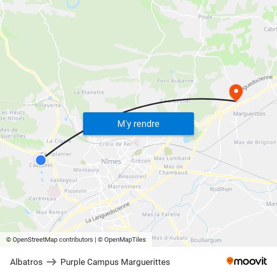Albatros to Purple Campus Marguerittes map