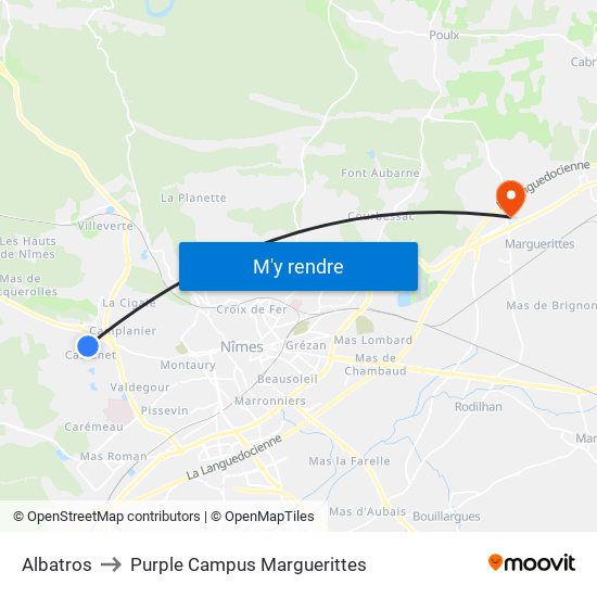Albatros to Purple Campus Marguerittes map