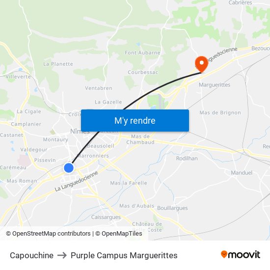 Capouchine to Purple Campus Marguerittes map