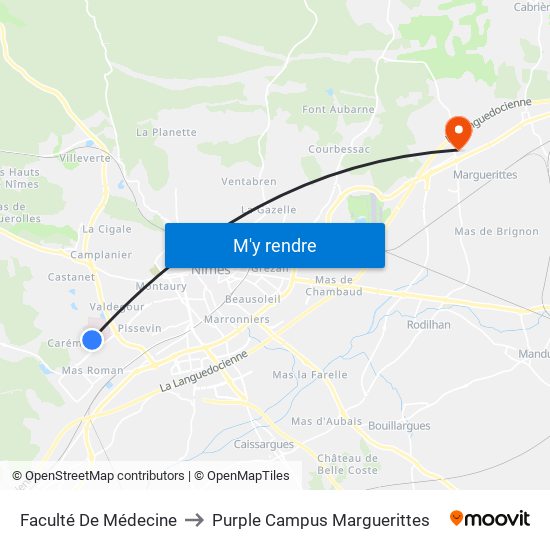 Faculté De Médecine to Purple Campus Marguerittes map