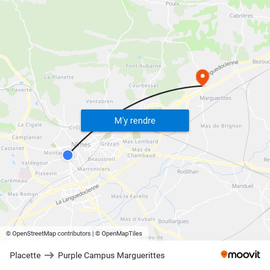 Placette to Purple Campus Marguerittes map