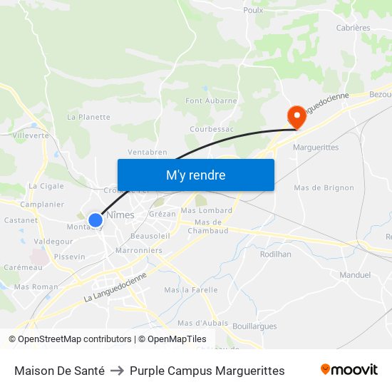 Maison De Santé to Purple Campus Marguerittes map