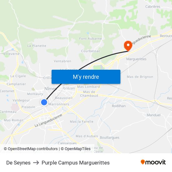 De Seynes to Purple Campus Marguerittes map
