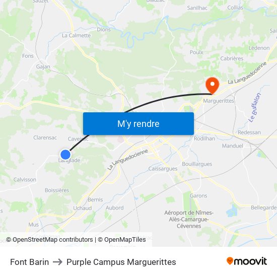 Font Barin to Purple Campus Marguerittes map