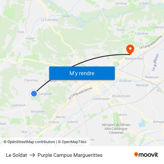 Le Soldat to Purple Campus Marguerittes map