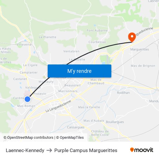 Laennec-Kennedy to Purple Campus Marguerittes map