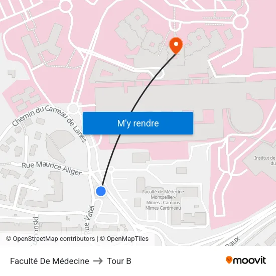 Faculté De Médecine to Tour B map