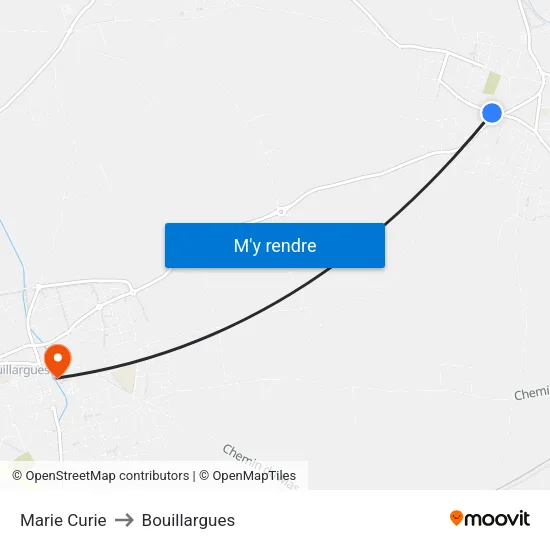 Marie Curie to Bouillargues map