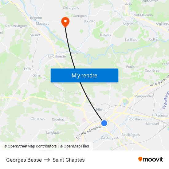 Georges Besse to Saint Chaptes map