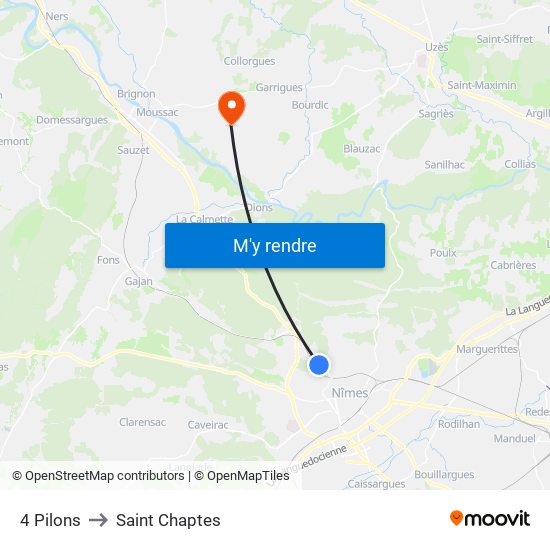 4 Pilons to Saint Chaptes map