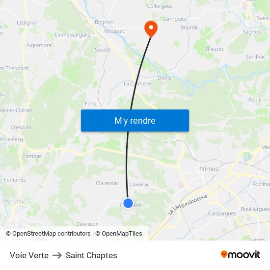 Voie Verte to Saint Chaptes map