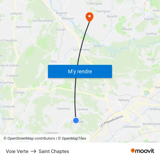 Voie Verte to Saint Chaptes map