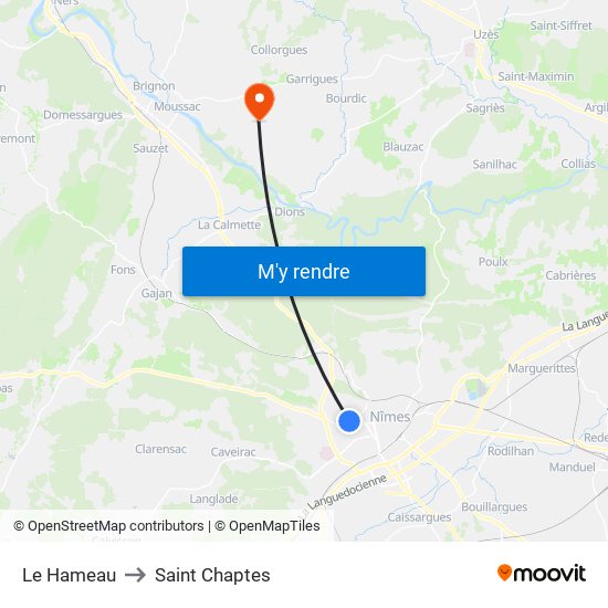 Le Hameau to Saint Chaptes map