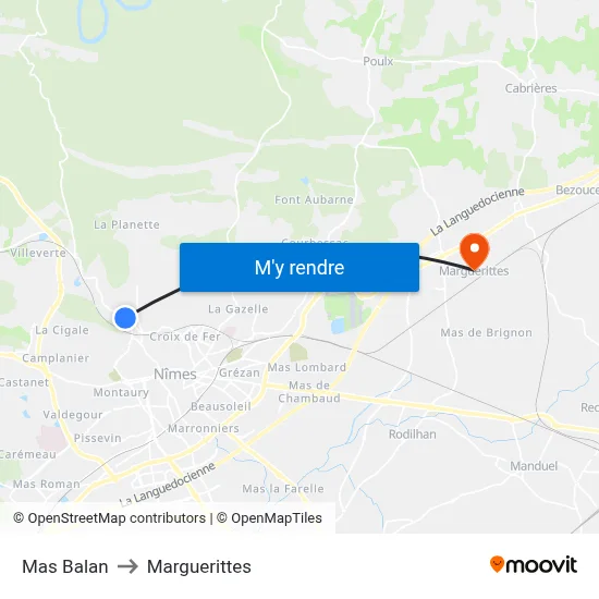 Mas Balan to Marguerittes map
