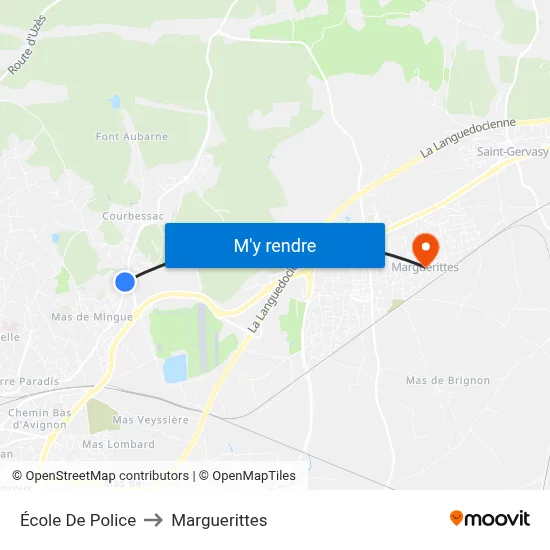 École De Police to Marguerittes map