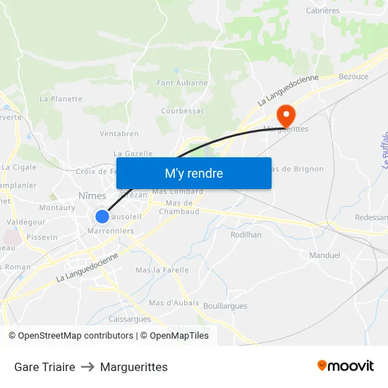 Gare Triaire to Marguerittes map
