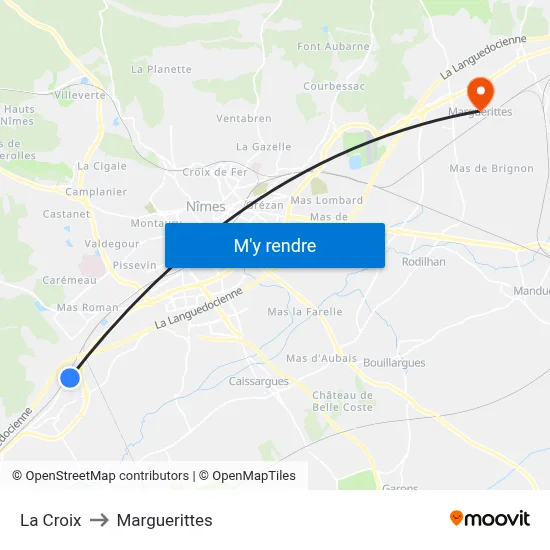 La Croix to Marguerittes map