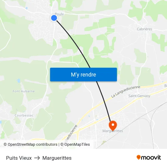 Puits Vieux to Marguerittes map