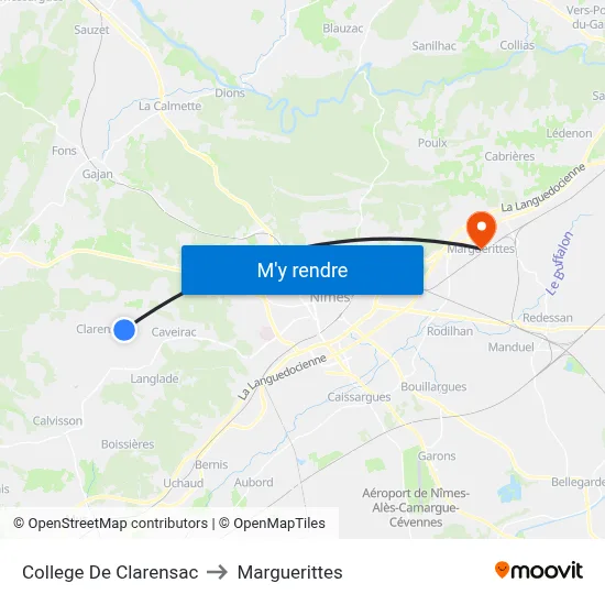College De Clarensac to Marguerittes map