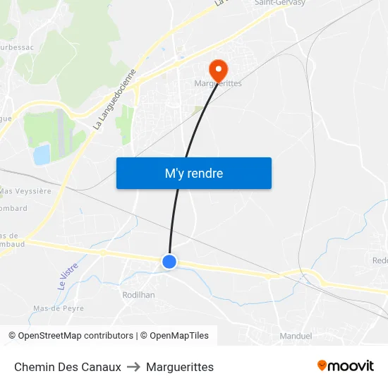 Chemin Des Canaux to Marguerittes map