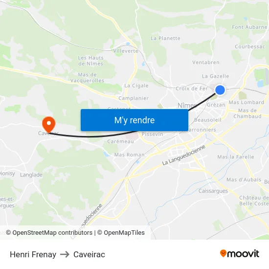 Henri Frenay to Caveirac map