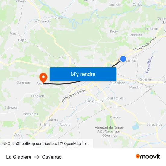 La Glaciere to Caveirac map