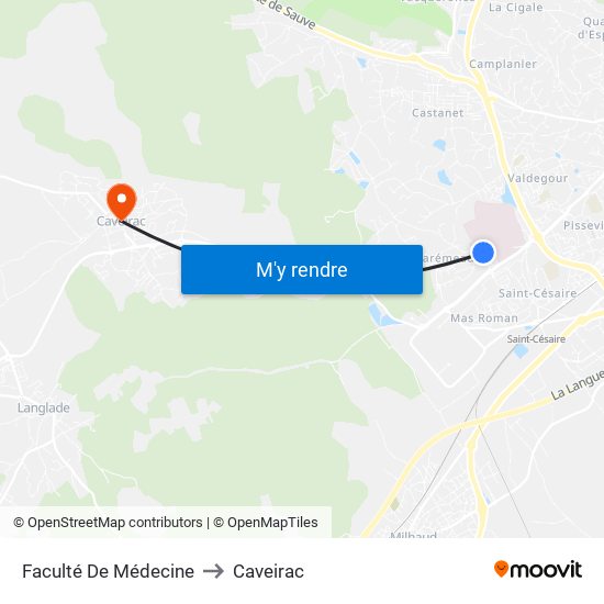 Faculté De Médecine to Caveirac map