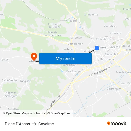 Place D'Assas to Caveirac map