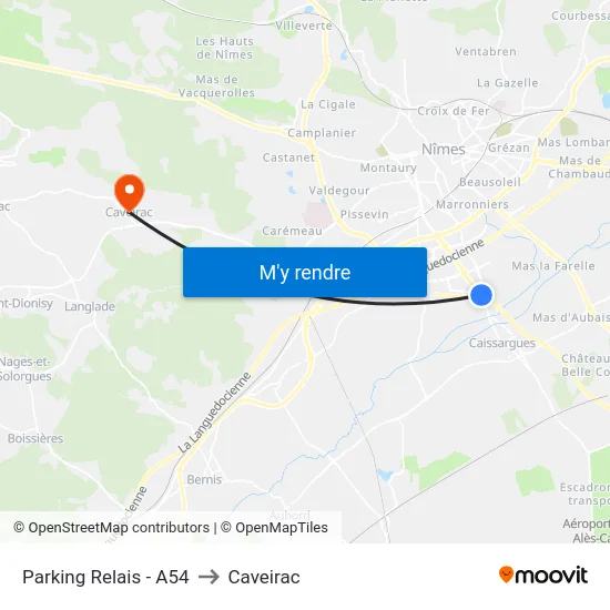 Parking Relais - A54 to Caveirac map