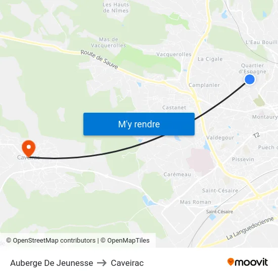 Auberge De Jeunesse to Caveirac map