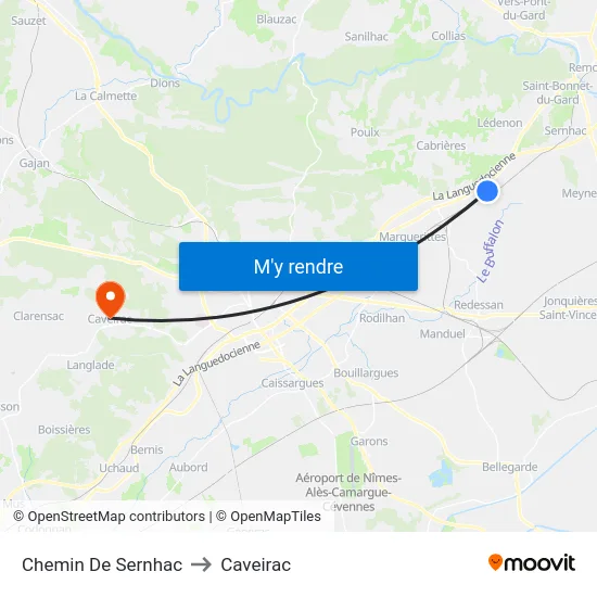 Chemin De Sernhac to Caveirac map