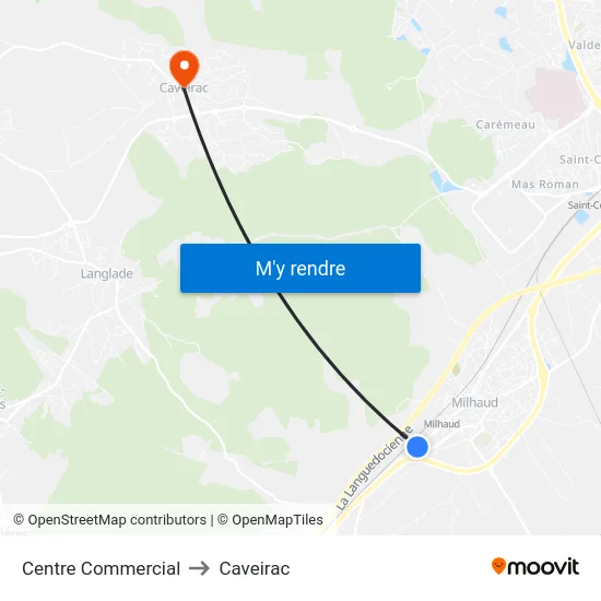Centre Commercial to Caveirac map