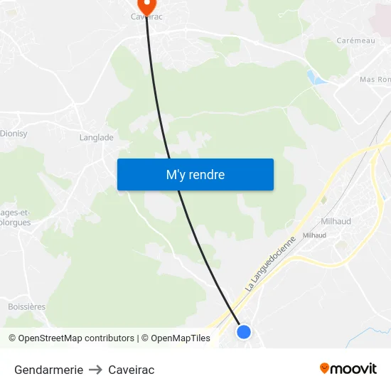 Gendarmerie to Caveirac map