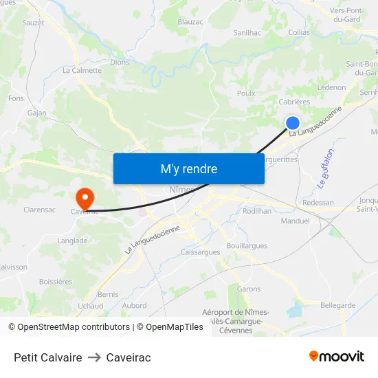 Petit Calvaire to Caveirac map