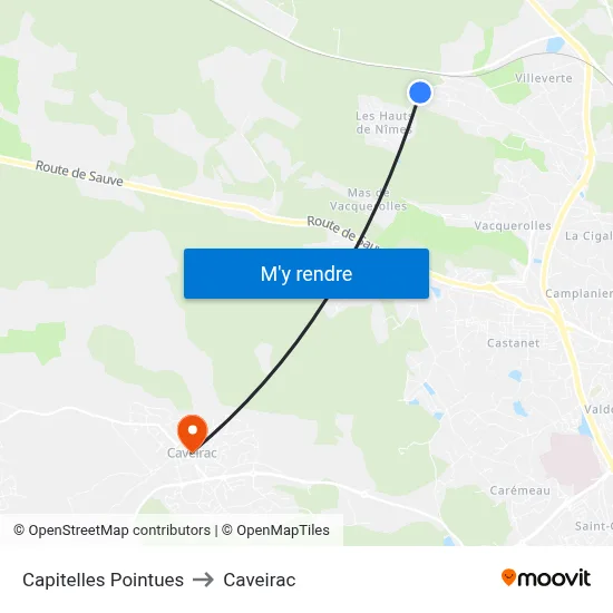 Capitelles Pointues to Caveirac map