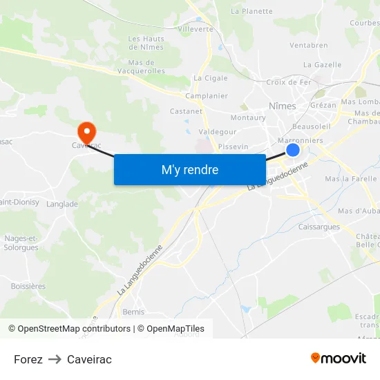 Forez to Caveirac map