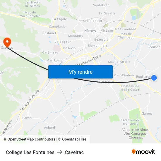 College Les Fontaines to Caveirac map