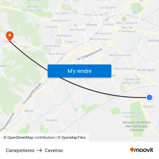 Canepetieres to Caveirac map