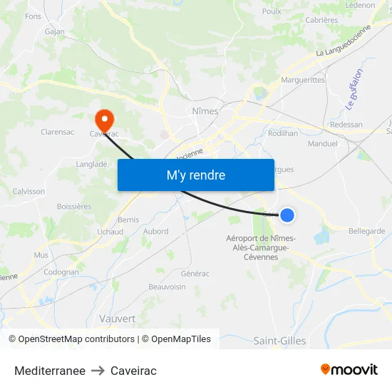 Mediterranee to Caveirac map