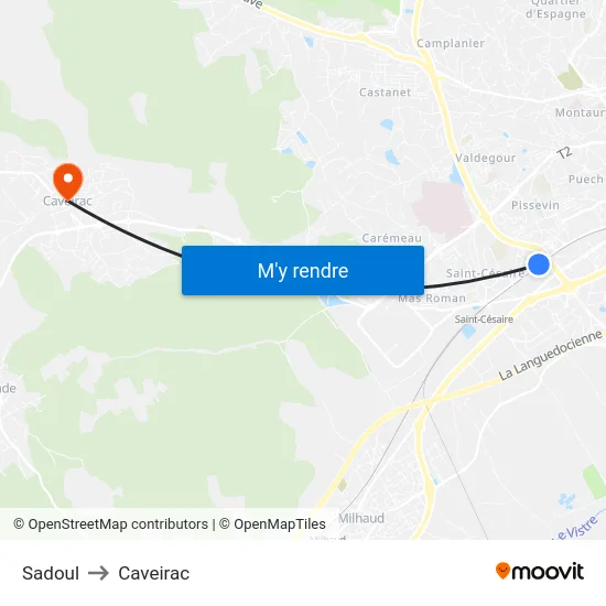 Sadoul to Caveirac map